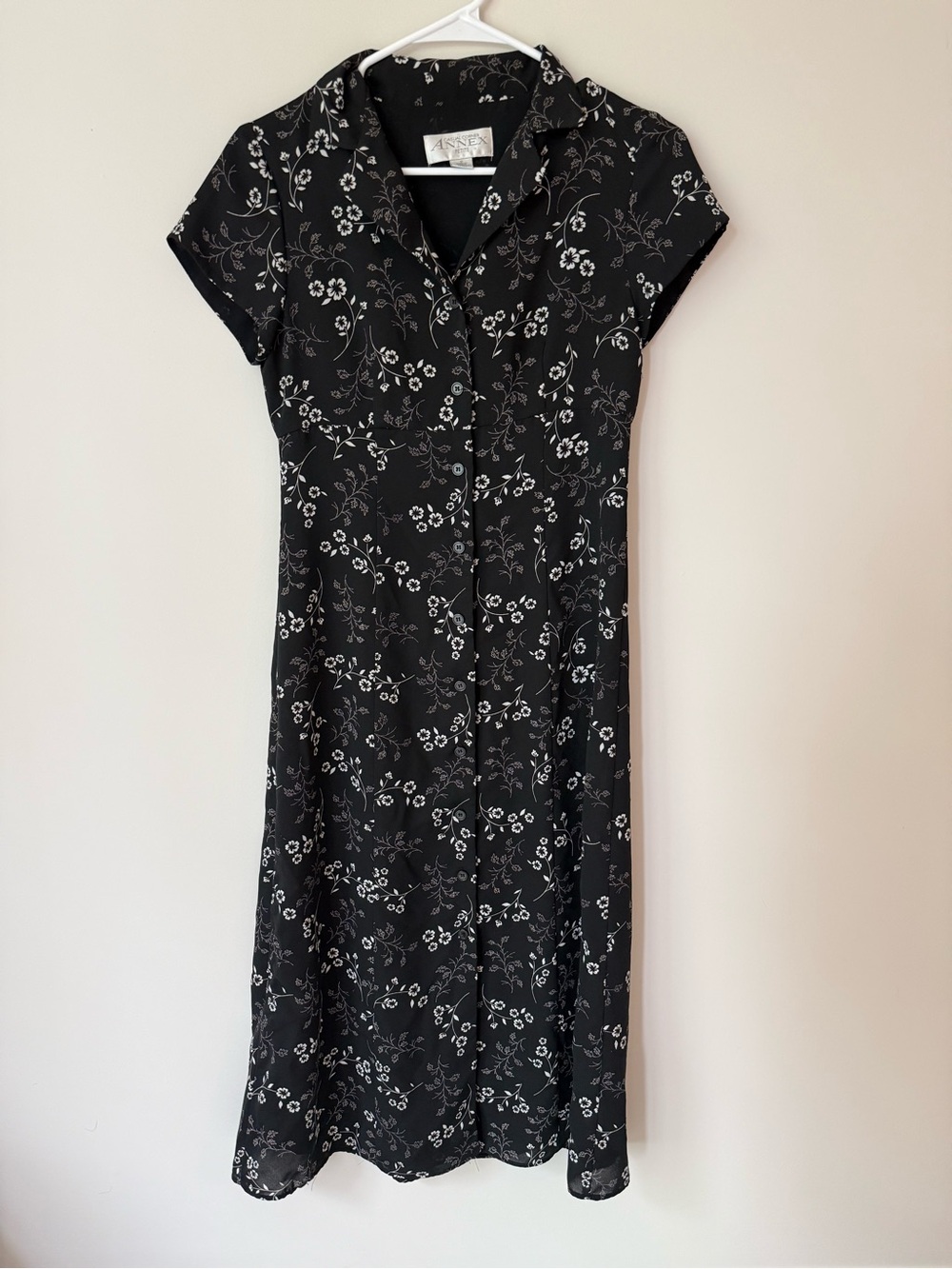 Casual Corner Black Floral Button-Front Midi Dress